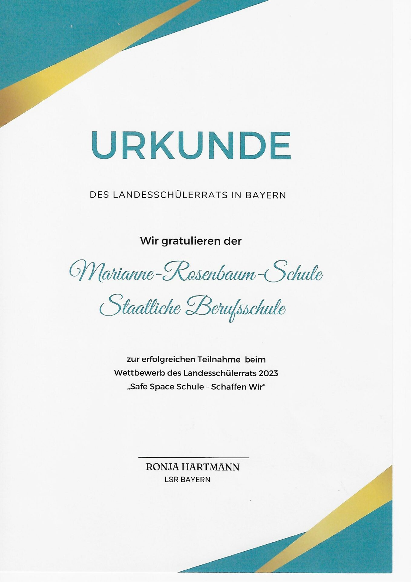Safe Space Schule – Auszeichnung erhalten