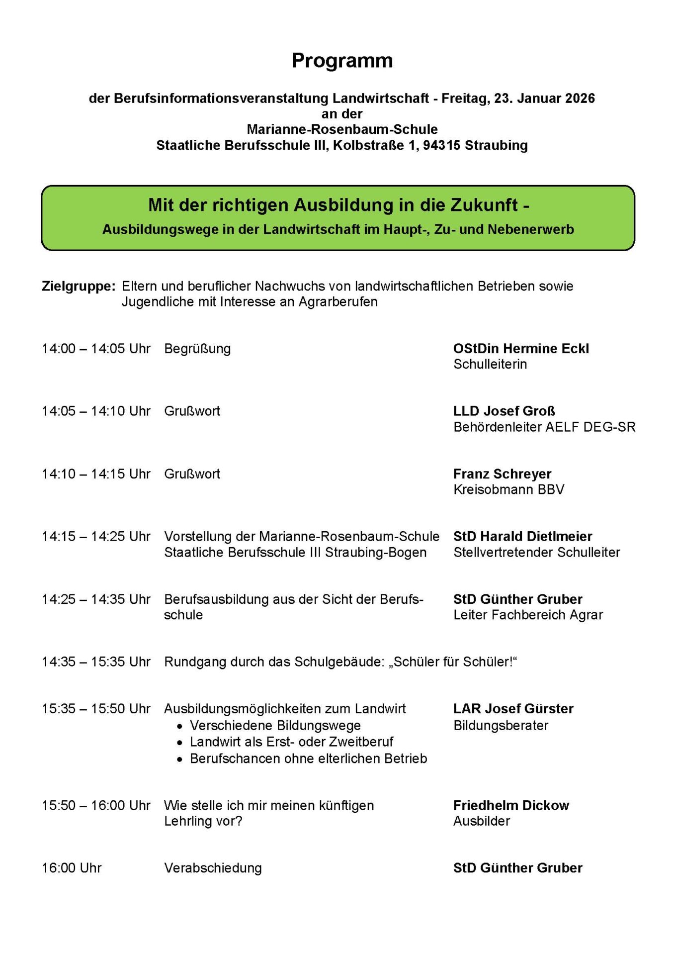 Berufsinformationstag Landwirtschaft 2026